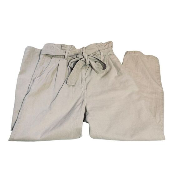 H&M. High-waisted Twill Paper-bag Khaki Pants. Size 6. - Picture 6 of 9